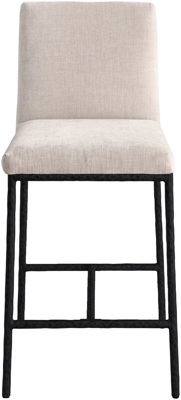 Meridian Furniture Reeves Plush Chenille Upholstered Counter Stool with Iron Frame for Kitchen Islands and Bars Beige Style 1 11060Beige-C