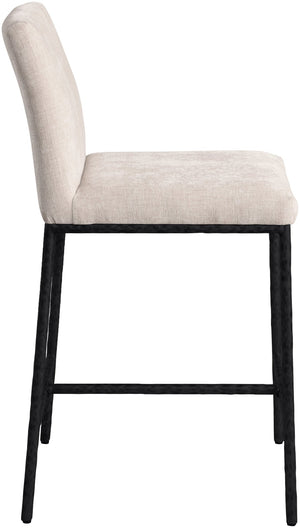 Meridian Furniture Reeves Plush Chenille Upholstered Counter Stool with Iron Frame for Kitchen Islands and Bars Beige Style 1 11060Beige-C