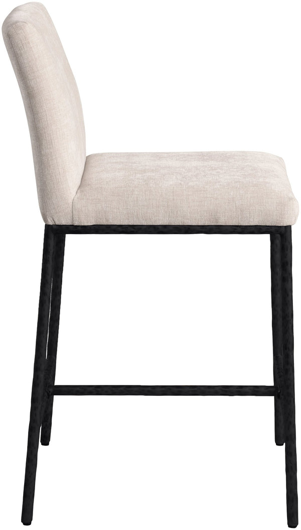 Meridian Furniture Reeves Plush Chenille Upholstered Counter Stool with Iron Frame for Kitchen Islands and Bars Beige Style 1 11060Beige-C