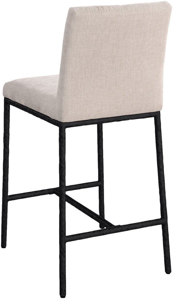Meridian Furniture Reeves Plush Chenille Upholstered Counter Stool with Iron Frame for Kitchen Islands and Bars Beige Style 1 11060Beige-C