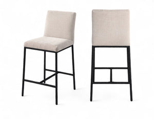 Meridian Furniture Reeves Plush Chenille Upholstered Counter Stool with Iron Frame for Kitchen Islands and Bars Beige Style 1 11060Beige-C