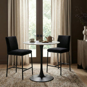 Meridian Furniture Reeves Plush Chenille Upholstered Counter Stool with Iron Frame for Kitchen Islands and Bars Black Style 1 11060Black-C