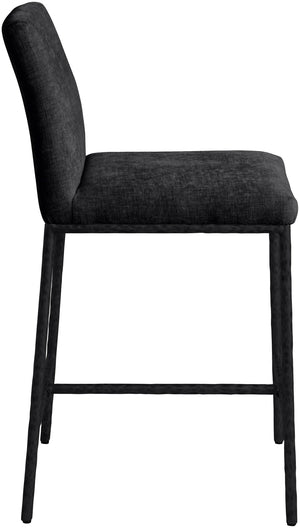 Meridian Furniture Reeves Plush Chenille Upholstered Counter Stool with Iron Frame for Kitchen Islands and Bars Black Style 1 11060Black-C