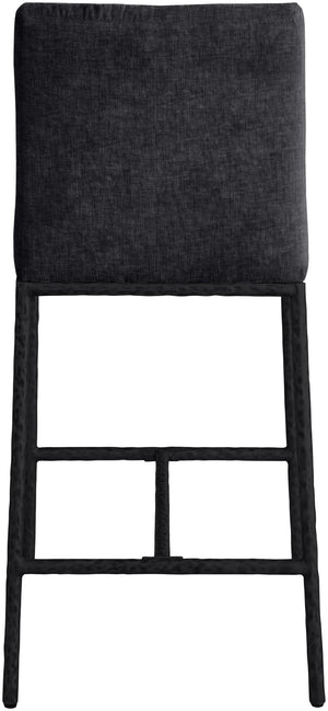 Meridian Furniture Reeves Plush Chenille Upholstered Counter Stool with Iron Frame for Kitchen Islands and Bars Black Style 1 11060Black-C