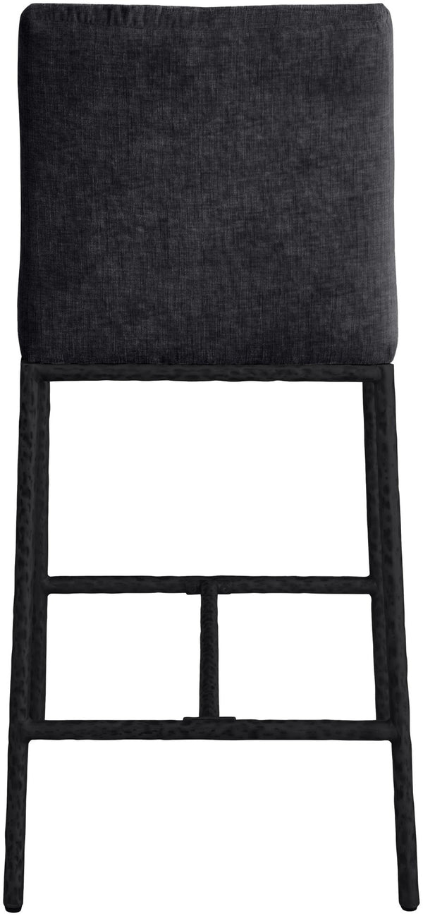 Meridian Furniture Reeves Plush Chenille Upholstered Counter Stool with Iron Frame for Kitchen Islands and Bars Black Style 1 11060Black-C