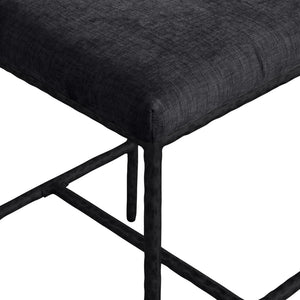 Meridian Furniture Reeves Plush Chenille Upholstered Counter Stool with Iron Frame for Kitchen Islands and Bars Black Style 1 11060Black-C
