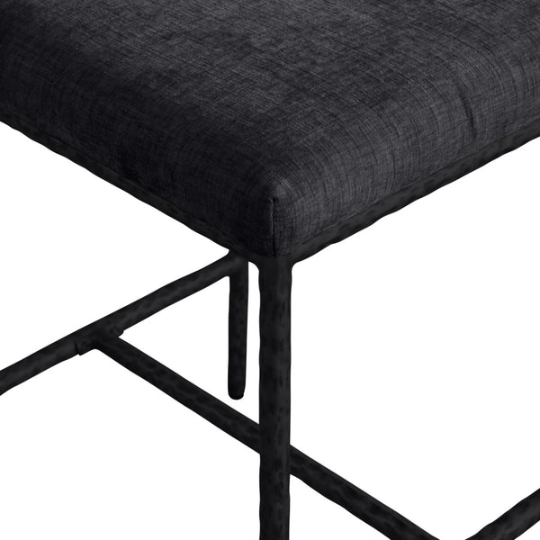 Meridian Furniture Reeves Plush Chenille Upholstered Counter Stool with Iron Frame for Kitchen Islands and Bars Black Style 1 11060Black-C