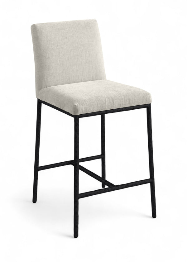 Meridian Furniture Reeves Plush Chenille Upholstered Counter Stool with Iron Frame for Kitchen Islands and Bars Cream Style 1 11060Cream-C