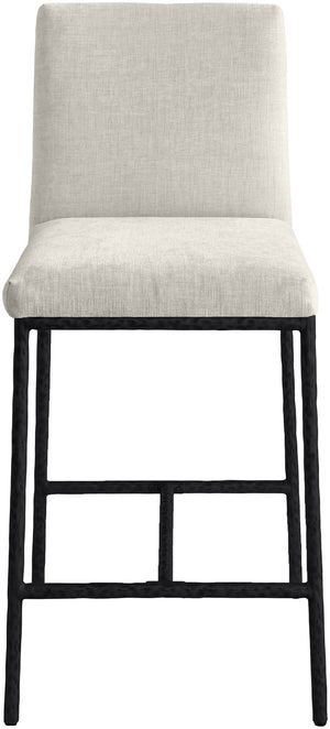 Meridian Furniture Reeves Plush Chenille Upholstered Counter Stool with Iron Frame for Kitchen Islands and Bars Cream Style 1 11060Cream-C