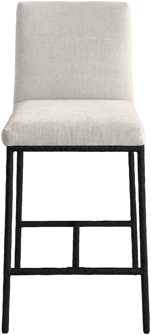 Meridian Furniture Reeves Plush Chenille Upholstered Counter Stool with Iron Frame for Kitchen Islands and Bars Cream Style 1 11060Cream-C