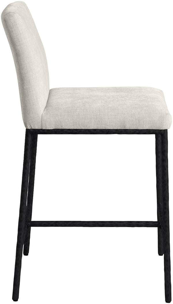 Meridian Furniture Reeves Plush Chenille Upholstered Counter Stool with Iron Frame for Kitchen Islands and Bars Cream Style 1 11060Cream-C