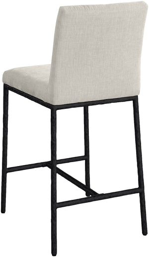 Meridian Furniture Reeves Plush Chenille Upholstered Counter Stool with Iron Frame for Kitchen Islands and Bars Cream Style 1 11060Cream-C