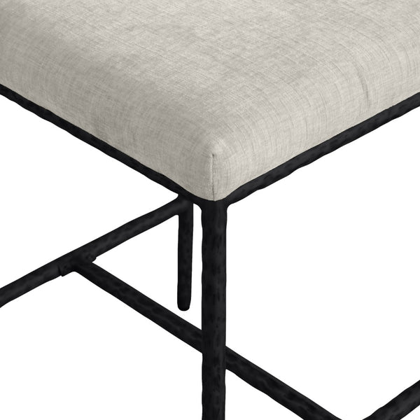 Meridian Furniture Reeves Plush Chenille Upholstered Counter Stool with Iron Frame for Kitchen Islands and Bars Cream Style 1 11060Cream-C