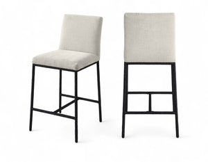 Meridian Furniture Reeves Plush Chenille Upholstered Counter Stool with Iron Frame for Kitchen Islands and Bars Cream Style 1 11060Cream-C