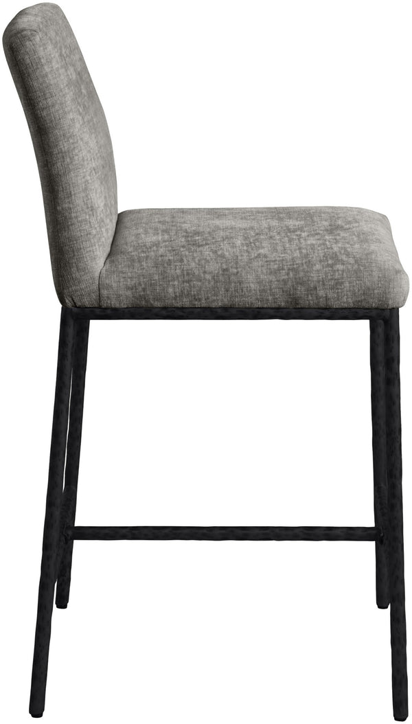Meridian Furniture Reeves Plush Chenille Upholstered Counter Stool with Iron Frame for Kitchen Islands and Bars Grey Style 1 11060Grey-C