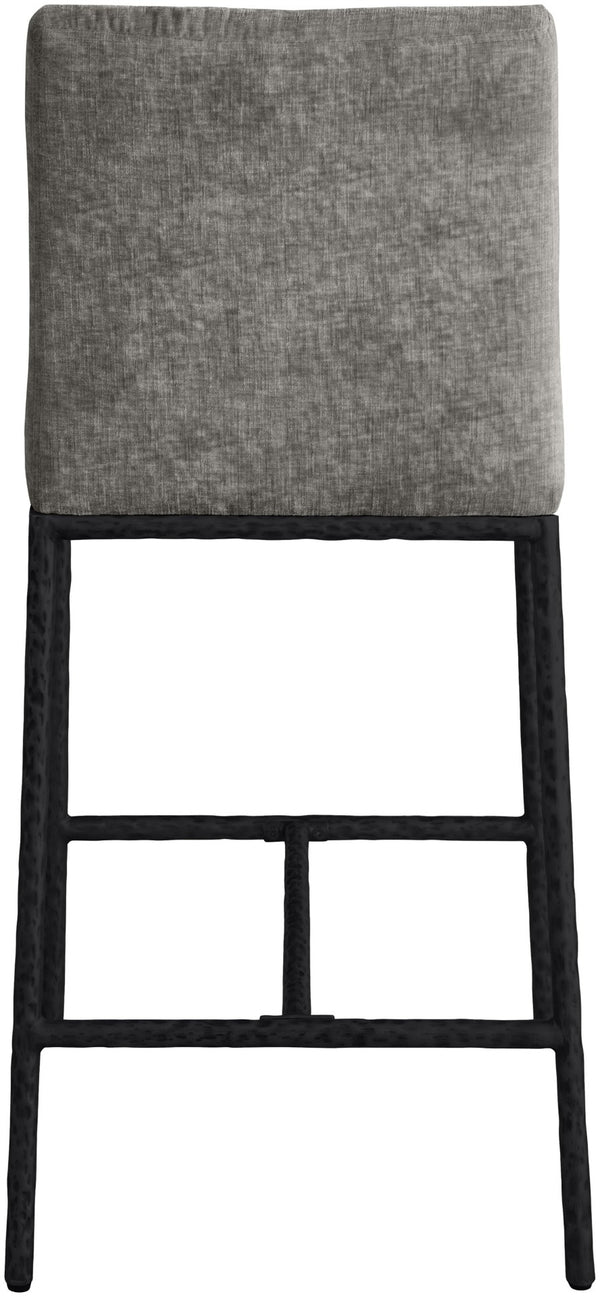 Meridian Furniture Reeves Plush Chenille Upholstered Counter Stool with Iron Frame for Kitchen Islands and Bars Grey Style 1 11060Grey-C