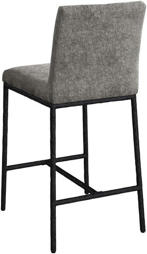 Meridian Furniture Reeves Plush Chenille Upholstered Counter Stool with Iron Frame for Kitchen Islands and Bars Grey Style 1 11060Grey-C
