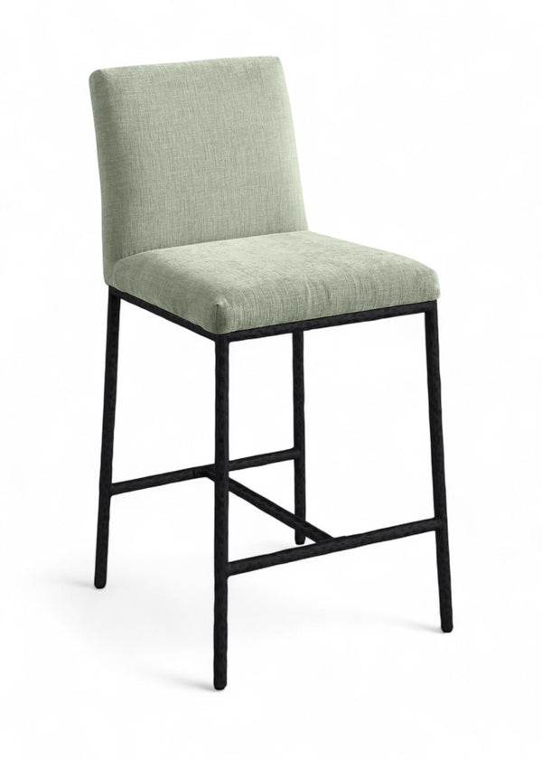 Meridian Furniture Reeves Plush Chenille Upholstered Counter Stool with Iron Frame for Kitchen Islands and Bars Mint Style 1 11060Mint-C