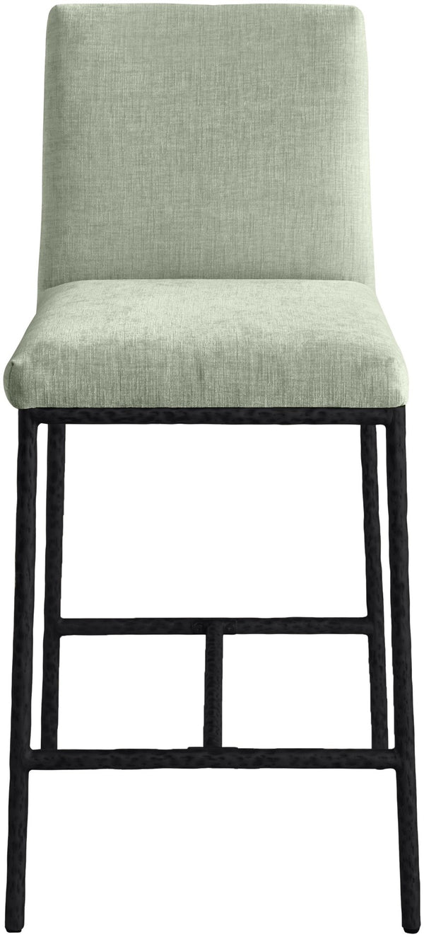 Meridian Furniture Reeves Plush Chenille Upholstered Counter Stool with Iron Frame for Kitchen Islands and Bars Mint Style 1 11060Mint-C