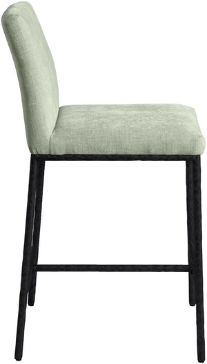 Meridian Furniture Reeves Plush Chenille Upholstered Counter Stool with Iron Frame for Kitchen Islands and Bars Mint Style 1 11060Mint-C