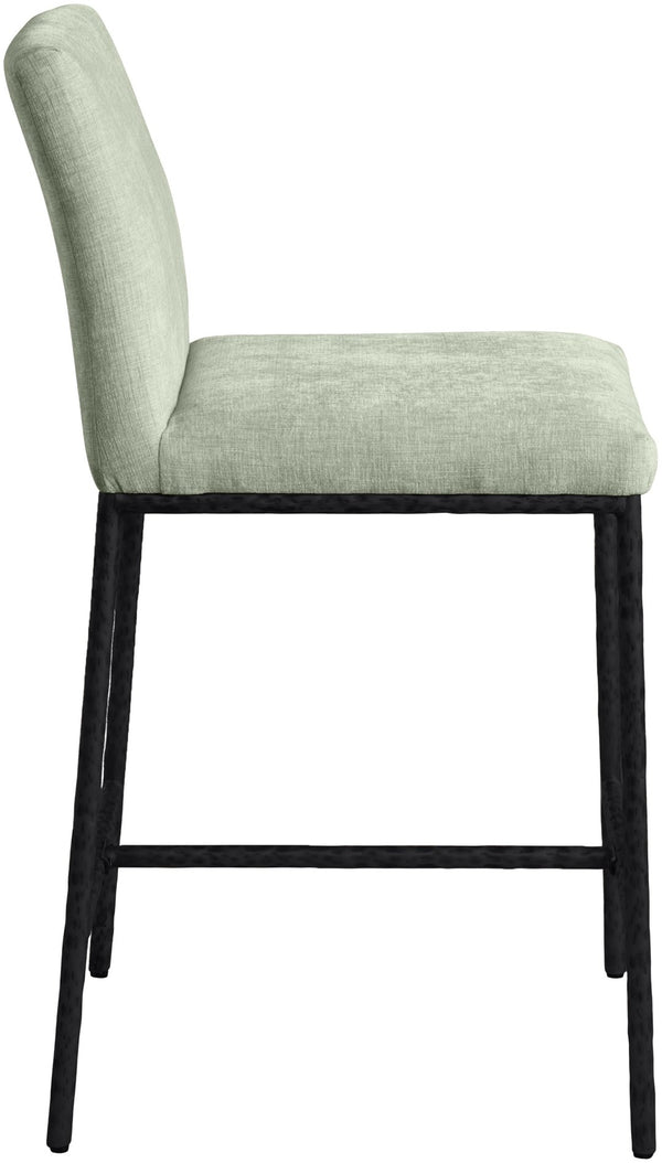 Meridian Furniture Reeves Plush Chenille Upholstered Counter Stool with Iron Frame for Kitchen Islands and Bars Mint Style 1 11060Mint-C
