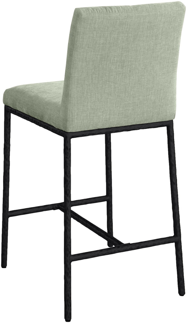 Meridian Furniture Reeves Plush Chenille Upholstered Counter Stool with Iron Frame for Kitchen Islands and Bars Mint Style 1 11060Mint-C