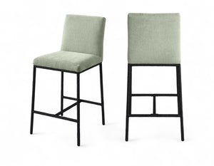 Meridian Furniture Reeves Plush Chenille Upholstered Counter Stool with Iron Frame for Kitchen Islands and Bars Mint Style 1 11060Mint-C