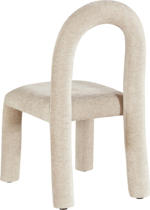 Meridian Furniture Amari Sculptural Open Back Dining Chair with Iron Frame and Plush Upholstery for Modern Beige Chenille Fabric 11061Beige-C