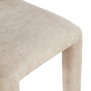 Meridian Furniture Amari Sculptural Open Back Dining Chair with Iron Frame and Plush Upholstery for Modern Beige Chenille Fabric 11061Beige-C