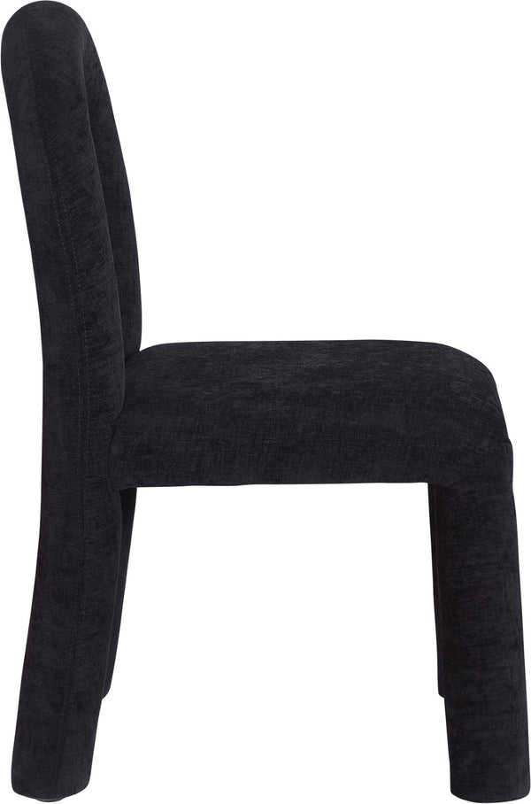 Meridian Furniture Amari Sculptural Open Back Dining Chair with Iron Frame and Plush Upholstery for Modern Black Chenille Fabric 11061Black-C