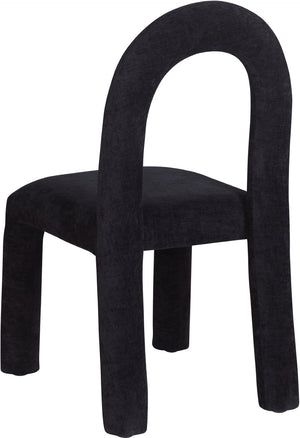 Meridian Furniture Amari Sculptural Open Back Dining Chair with Iron Frame and Plush Upholstery for Modern Black Chenille Fabric 11061Black-C