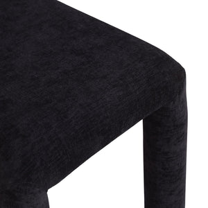 Meridian Furniture Amari Sculptural Open Back Dining Chair with Iron Frame and Plush Upholstery for Modern Black Chenille Fabric 11061Black-C