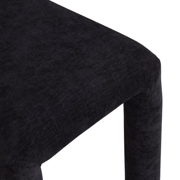 Meridian Furniture Amari Sculptural Open Back Dining Chair with Iron Frame and Plush Upholstery for Modern Black Chenille Fabric 11061Black-C