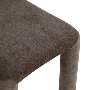 Meridian Furniture Amari Sculptural Open Back Dining Chair with Iron Frame and Plush Upholstery for Modern Brown Chenille Fabric 11061Brown-C