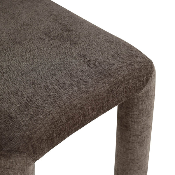Meridian Furniture Amari Sculptural Open Back Dining Chair with Iron Frame and Plush Upholstery for Modern Brown Chenille Fabric 11061Brown-C