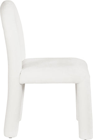 Meridian Furniture Amari Sculptural Open Back Dining Chair with Iron Frame and Plush Upholstery for Modern Cream Chenille Fabric 11061Cream-C