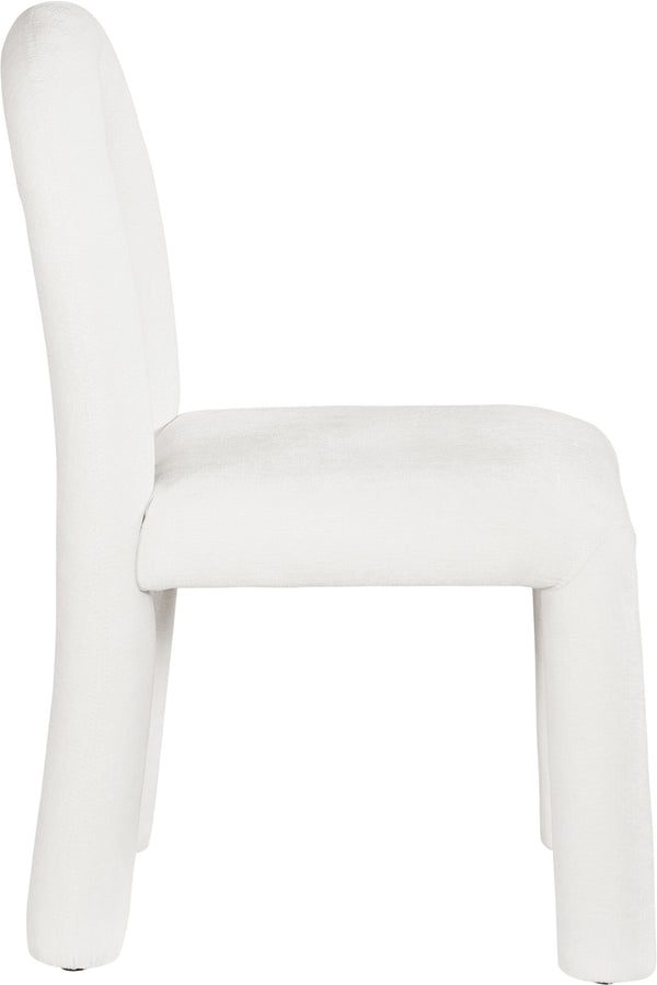 Meridian Furniture Amari Sculptural Open Back Dining Chair with Iron Frame and Plush Upholstery for Modern Cream Chenille Fabric 11061Cream-C