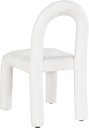 Meridian Furniture Amari Sculptural Open Back Dining Chair with Iron Frame and Plush Upholstery for Modern Cream Chenille Fabric 11061Cream-C
