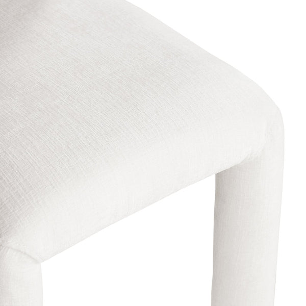 Meridian Furniture Amari Sculptural Open Back Dining Chair with Iron Frame and Plush Upholstery for Modern Cream Chenille Fabric 11061Cream-C