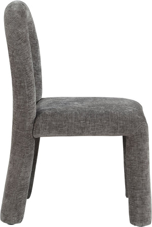 Meridian Furniture Amari Sculptural Open Back Dining Chair with Iron Frame and Plush Upholstery for Modern Grey Chenille Fabric 11061Grey-C