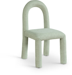 Meridian Furniture Amari Sculptural Open Back Dining Chair with Iron Frame and Plush Upholstery for Modern Mint Chenille Fabric 11061Mint-C