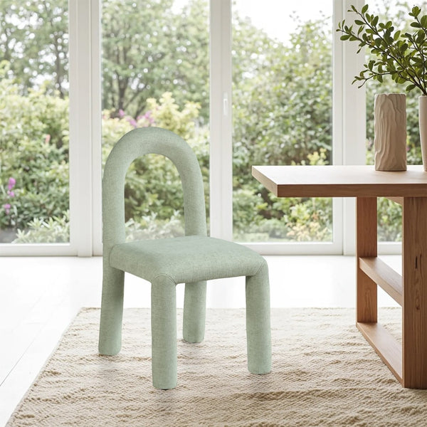 Meridian Furniture Amari Sculptural Open Back Dining Chair with Iron Frame and Plush Upholstery for Modern Mint Chenille Fabric 11061Mint-C