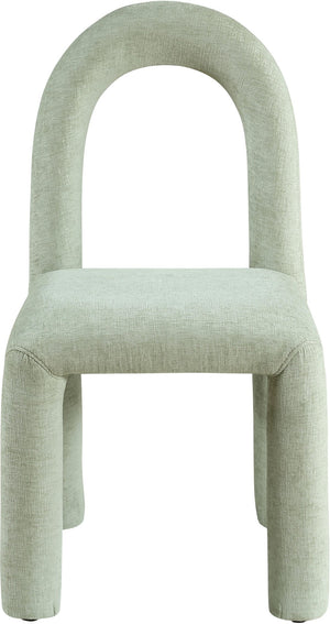 Meridian Furniture Amari Sculptural Open Back Dining Chair with Iron Frame and Plush Upholstery for Modern Mint Chenille Fabric 11061Mint-C