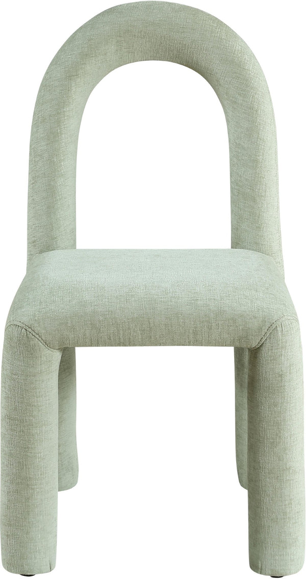 Meridian Furniture Amari Sculptural Open Back Dining Chair with Iron Frame and Plush Upholstery for Modern Mint Chenille Fabric 11061Mint-C