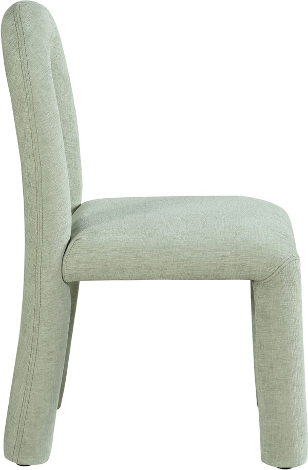 Meridian Furniture Amari Sculptural Open Back Dining Chair with Iron Frame and Plush Upholstery for Modern Mint Chenille Fabric 11061Mint-C