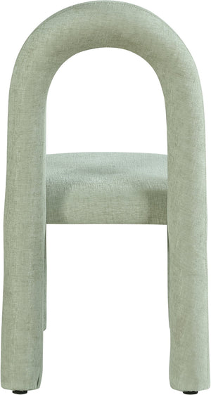 Meridian Furniture Amari Sculptural Open Back Dining Chair with Iron Frame and Plush Upholstery for Modern Mint Chenille Fabric 11061Mint-C