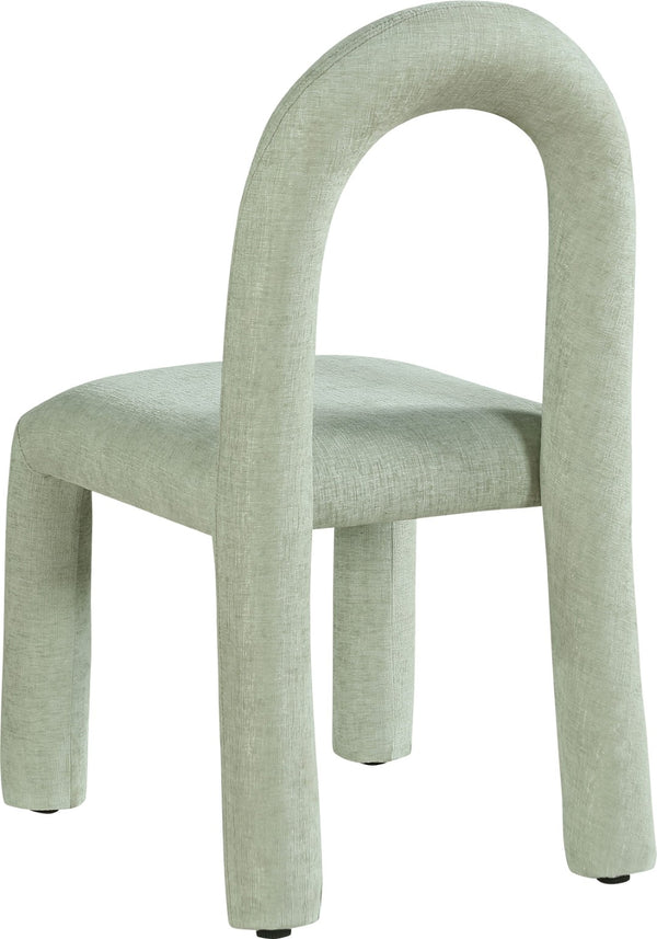 Meridian Furniture Amari Sculptural Open Back Dining Chair with Iron Frame and Plush Upholstery for Modern Mint Chenille Fabric 11061Mint-C
