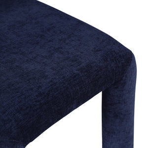 Meridian Furniture Amari Sculptural Open Back Dining Chair with Iron Frame and Plush Upholstery for Modern Navy Chenille Fabric 11061Navy-C