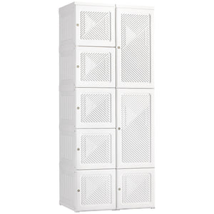 English Elm Homcom Portable Wardrobe Closet With 8 Cubes & Hanging Rod - Lightweight, Easy Setup & Dust-Resistant! W2225P173981