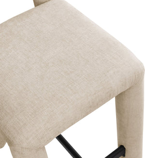 Meridian Furniture Amari Sculptural Open Back Upholstered Counter Stool for Stylish Kitchen Island Seating Beige Chenille Fabric 11062Beige-C